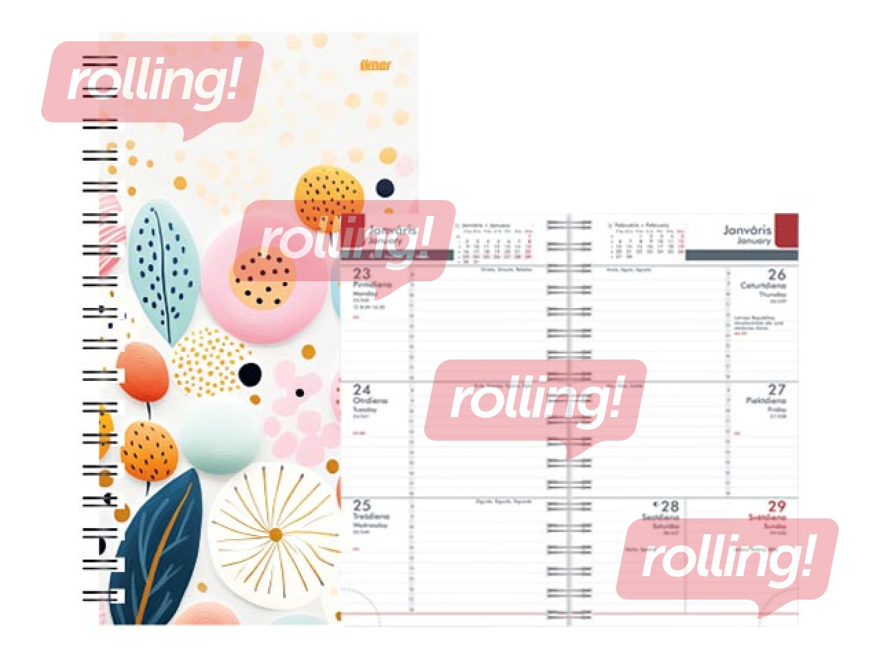 Kabatas kalendārs Midi Spiral Design, Sunny Day