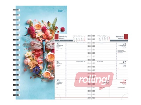 Kabatas kalendārs Midi Spiral Design, Dragonfly