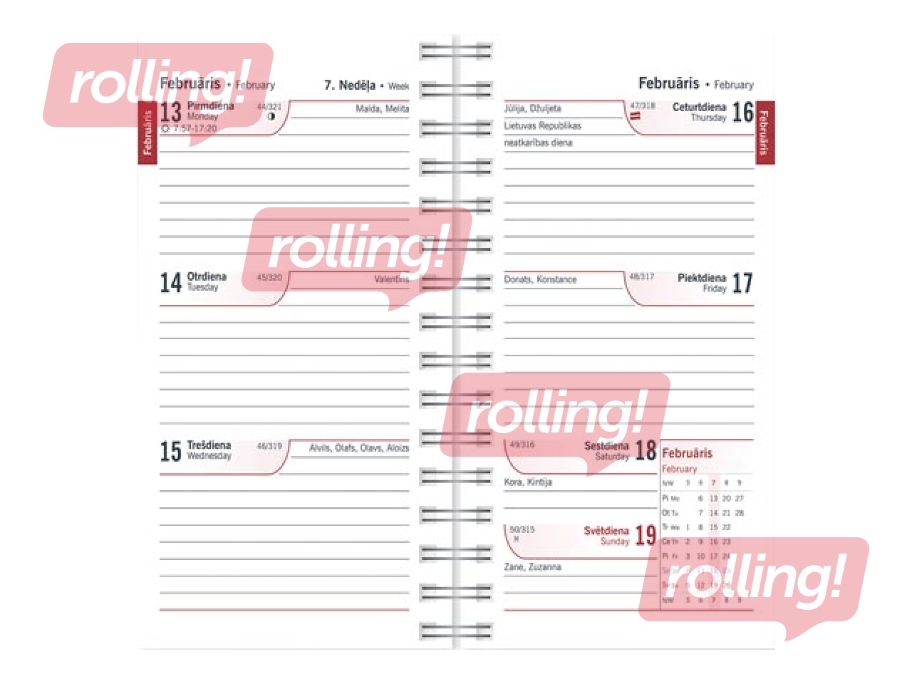 Kabatas kalendārs Mini Spiral Design, Night Light