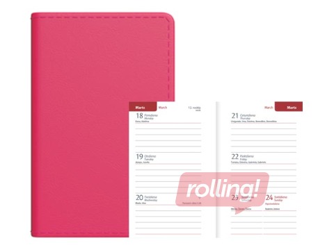 Kabatas kalendārs Mini A8, mākslīgā āda, rozā
