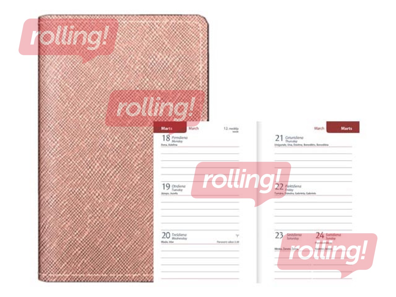 Kabatas kalendārs Mini A8, mākslīgā āda, bēšs