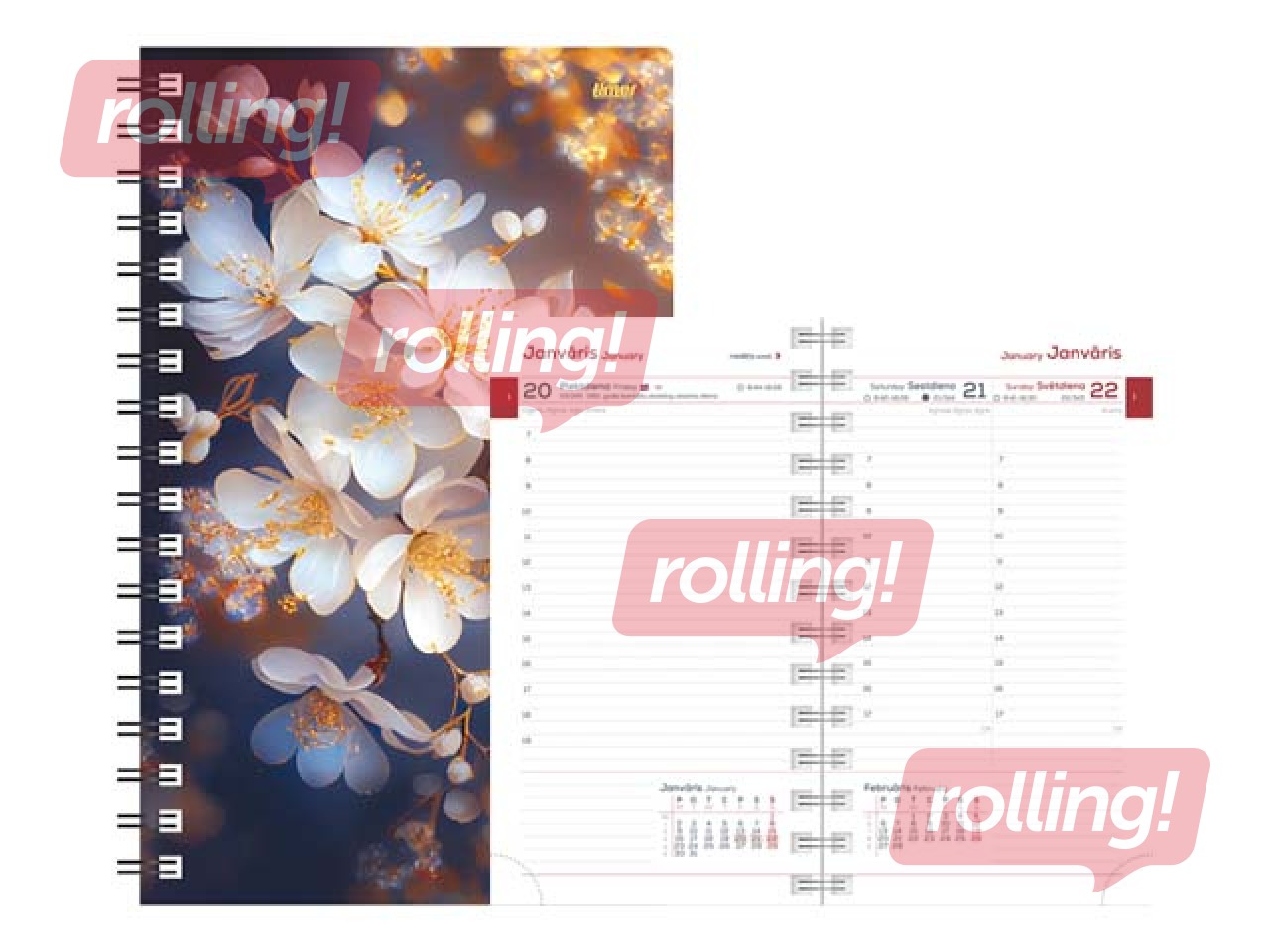 Kabatas kalendārs Midi Spiral Design, Spring Flowers