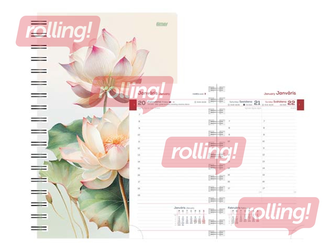 Kabatas kalendārs Midi Spiral Design, Lotus