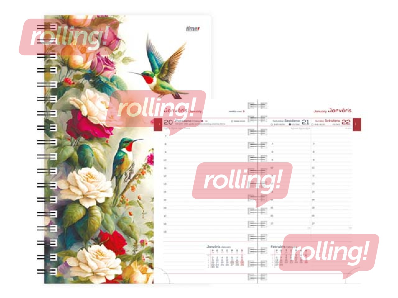 Kabatas kalendārs Midi Spiral Design , Romance