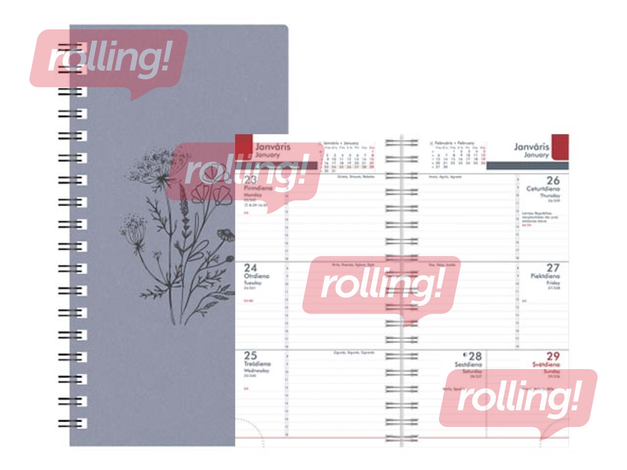 Kabatas kalendārs Midi Spiral Cardboard, light grey 