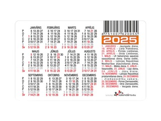 Kabatas kalendārs, divpusējs, Nr.7, 60x92mm
