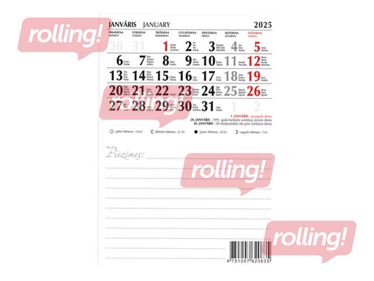 Kalendārs ar magnētu, Nr.9