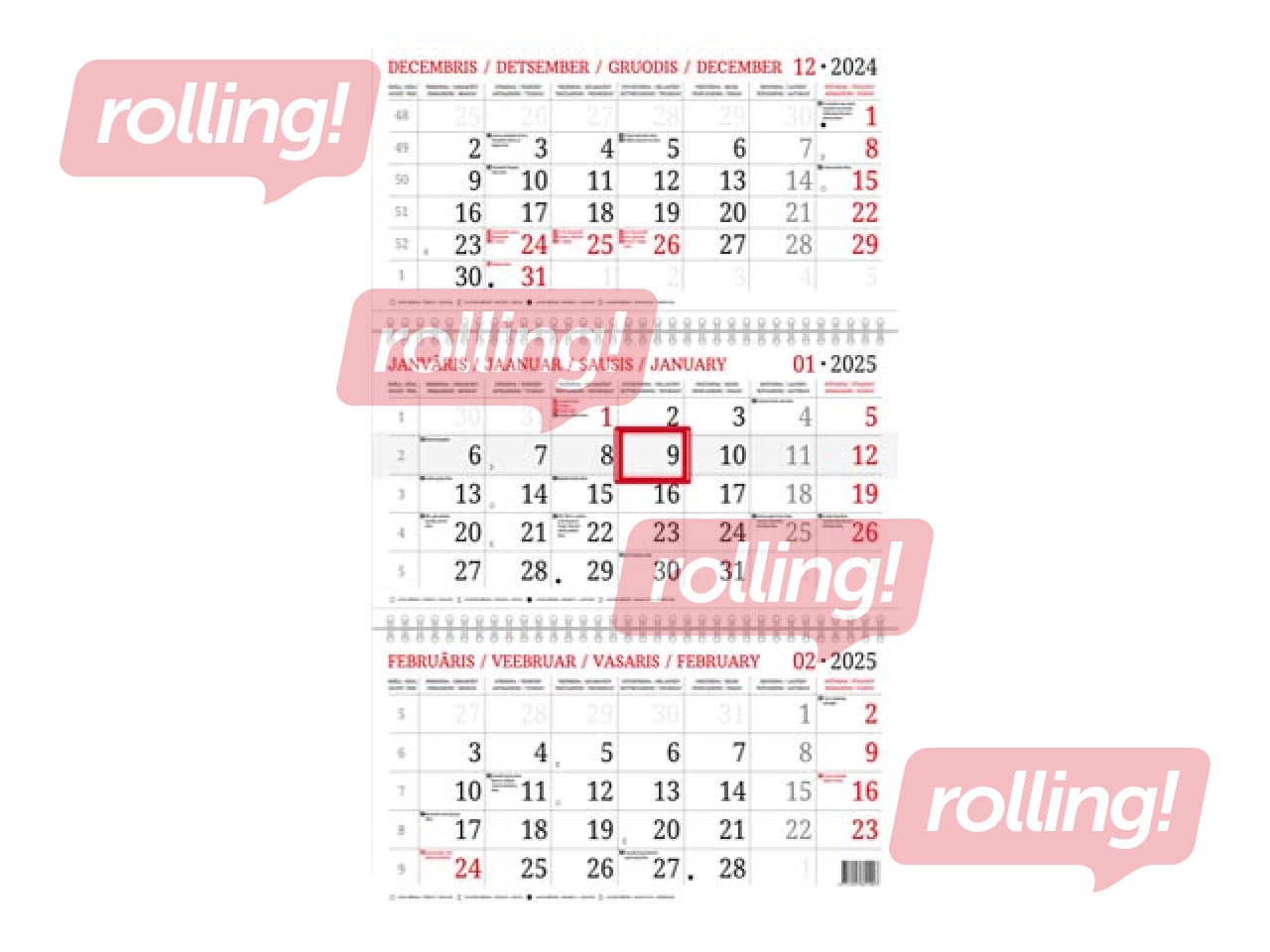 Sienas kalendārs Baltic, Pie ezera, bez vārda dienām