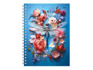 Dienasgrāmata - piezīmju bloks bez datumiem, Tempo Spiral, rūtiņu, Dragonfly