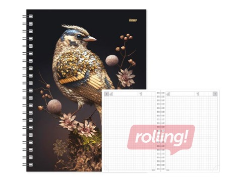 Dienasgrāmata - piezīmju bloks bez datumiem, Tempo Spiral, rūtiņu, Golden Bird