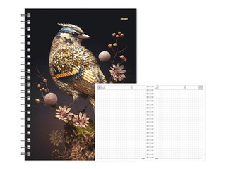 Dienasgrāmata - piezīmju bloks bez datumiem, Tempo Spiral, rūtiņu, Golden Bird