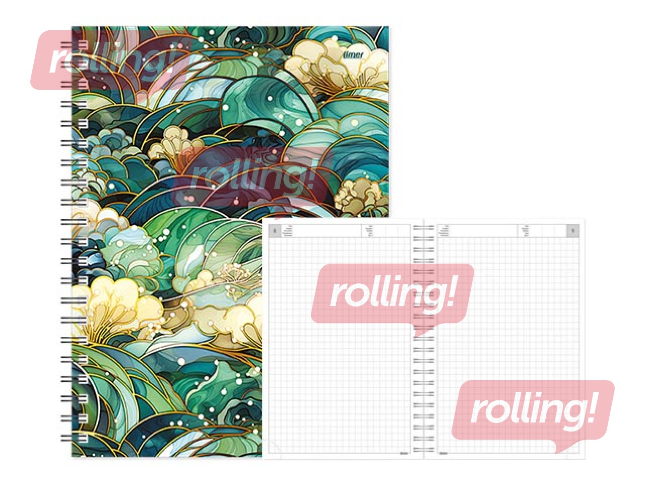 Dienasgrāmata - piezīmju bloks bez datumiem, Tempo Spiral, rūtiņu, Green Field