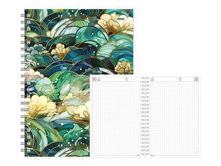 Dienasgrāmata - piezīmju bloks bez datumiem, Tempo Spiral, rūtiņu, Green Field