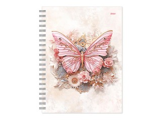 Dienasgrāmata - piezīmju bloks bez datumiem, Tempo Spiral, rūtiņu, Rose Butterfly