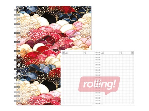 Dienasgrāmata - piezīmju bloks bez datumiem, Tempo Spiral, rūtiņu, Golden Silk