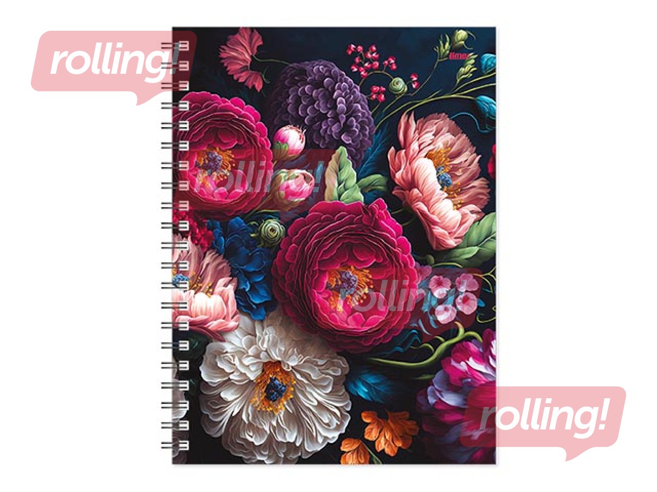 Dienasgrāmata - piezīmju bloks bez datumiem, Tempo Spiral, punktotas lapas, Floral