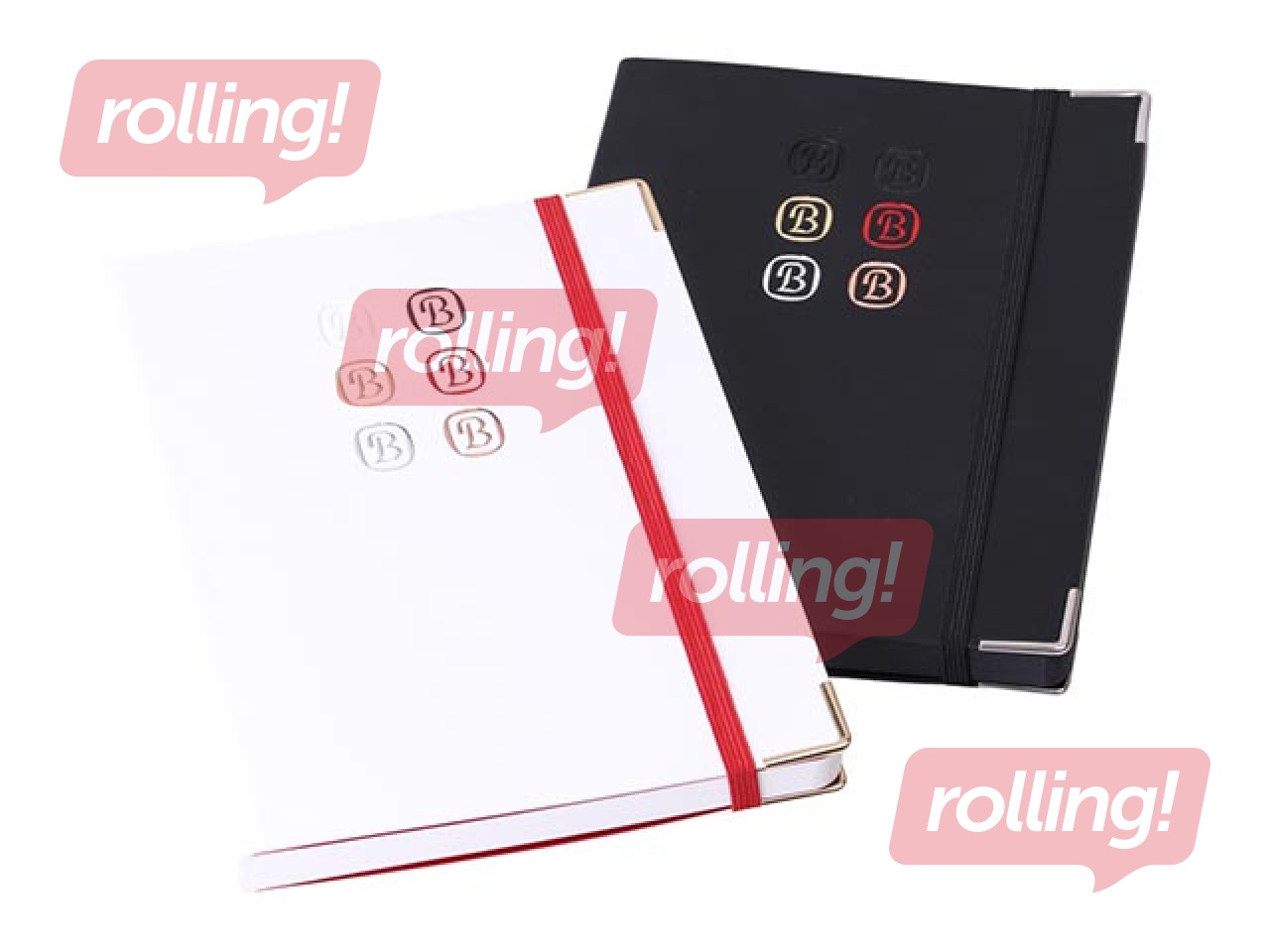 Piezīmju grāmata A5 Balts business ar gumiju, balta vai melna