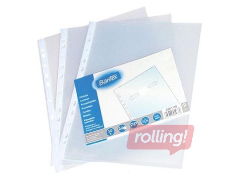 Dokumentu kabatiņas A4, Bantex, 90 mic, glancētas, 100 gab.