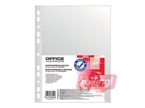 Dokumentu kabatiņas Office Products, A4, glancētas, 30 mic., 100 gab.