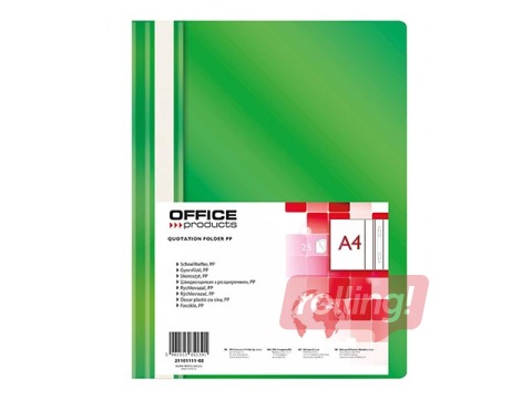 Mape ātršuvējs Office Products, A4, zaļa