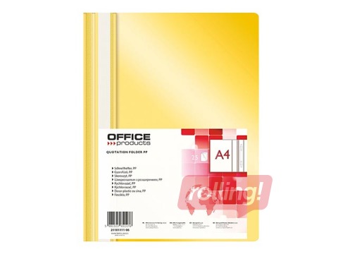 Mape ātršuvējs Office Products, A4, dzeltena