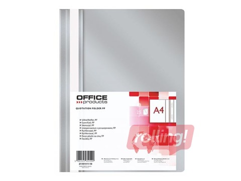 Mape ātršuvējs Office Products, A4, pelēka