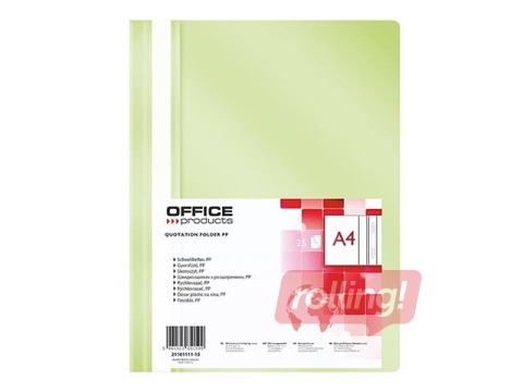 Mape ātršuvējs Office Products, A4, gaiši zaļa
