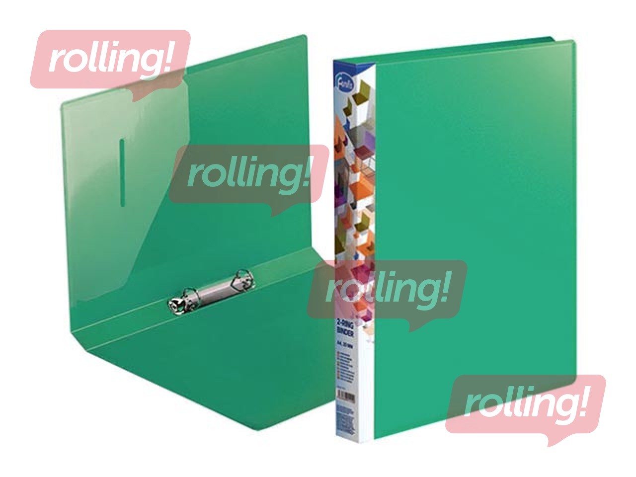 Mape ar 2 riņķiem Forofis, A4, zaļa, 20mm