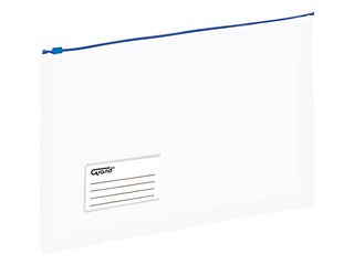 Mape slēdzama ar paplatinājumu Grand, A4, caurspīdīga, zils rāvējslēdzējs