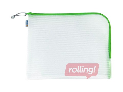 Mape - slēdzama Herma, A4+, caurspīdīga ar zaļu rāvējslēdzēju