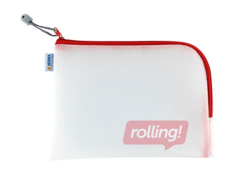 Mape - slēdzama Herma, A5, caurspīdīga ar sarkanu rāvējslēdzēju