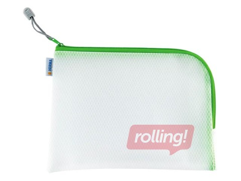 Mape - slēdzama Herma, A5, caurspīdīga ar zaļu rāvējslēdzēju