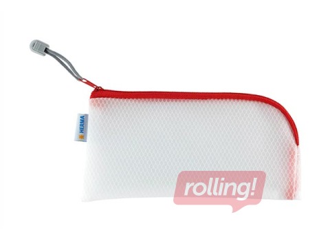 Mape - slēdzama Herma, 23x11 cm, caurspīdīga ar sarkanu rāvējslēdzēju