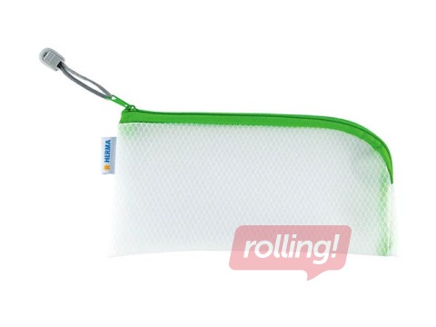 Mape - slēdzama Herma, 23x11 cm, caurspīdīga ar zaļu rāvējslēdzēju