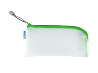 Mape - slēdzama Herma, 23x11 cm, caurspīdīga ar zaļu rāvējslēdzēju