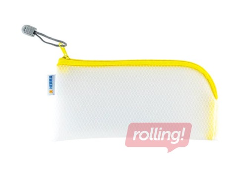 Mape - slēdzama Herma, 23x11 cm, caurspīdīga ar dzeltenu rāvējslēdzēju