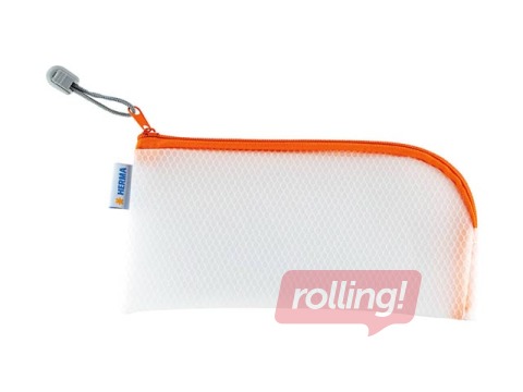 Mape - slēdzama Herma, 23x11 cm, caurspīdīga ar oranžu rāvējslēdzēju