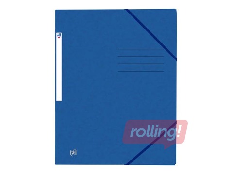 Mape ar gumijām un 3 atlokiem Oxford, A4, kartona, zila