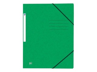 Mape ar gumijām un 3 atlokiem Oxford, A4, kartona, zaļa