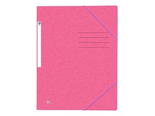 Mape ar gumijām un 3 atlokiem Oxford, A4, kartona, rozā