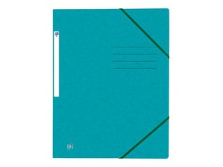 Mape ar gumijām un 3 atlokiem Oxford, A4, kartona, tirkīza