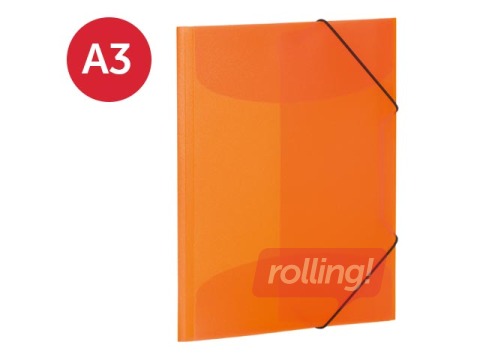 Mape ar 3 atlokiem un gumijām Herma, A3, PP, oranža