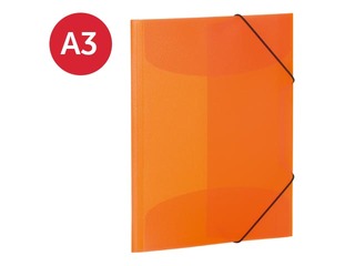 Mape ar 3 atlokiem un gumijām Herma, A3, PP, oranža