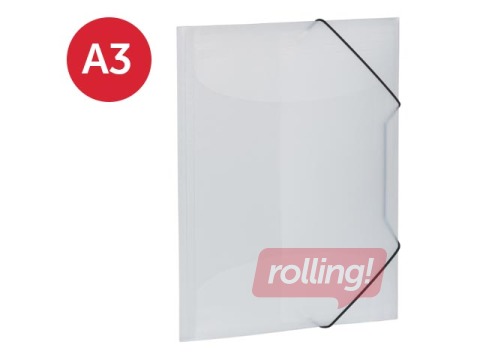 Mape ar 3 atlokiem un gumijām Herma, A3, PP, balta