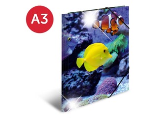 Mape ar 3 atlokiem un gumijām Herma, dzīvnieku apdruka, A3, PP glancēta