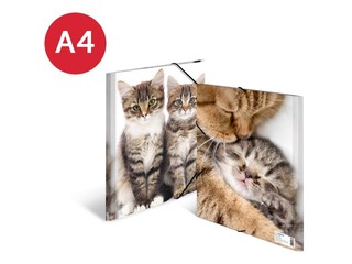 Mape ar 3 atlokiem un gumijām Herma, dzīvnieku apdruka, A4, PP