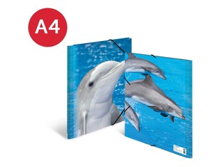 Mape ar 3 atlokiem un gumijām Herma, dzīvnieku apdruka, A4, PP