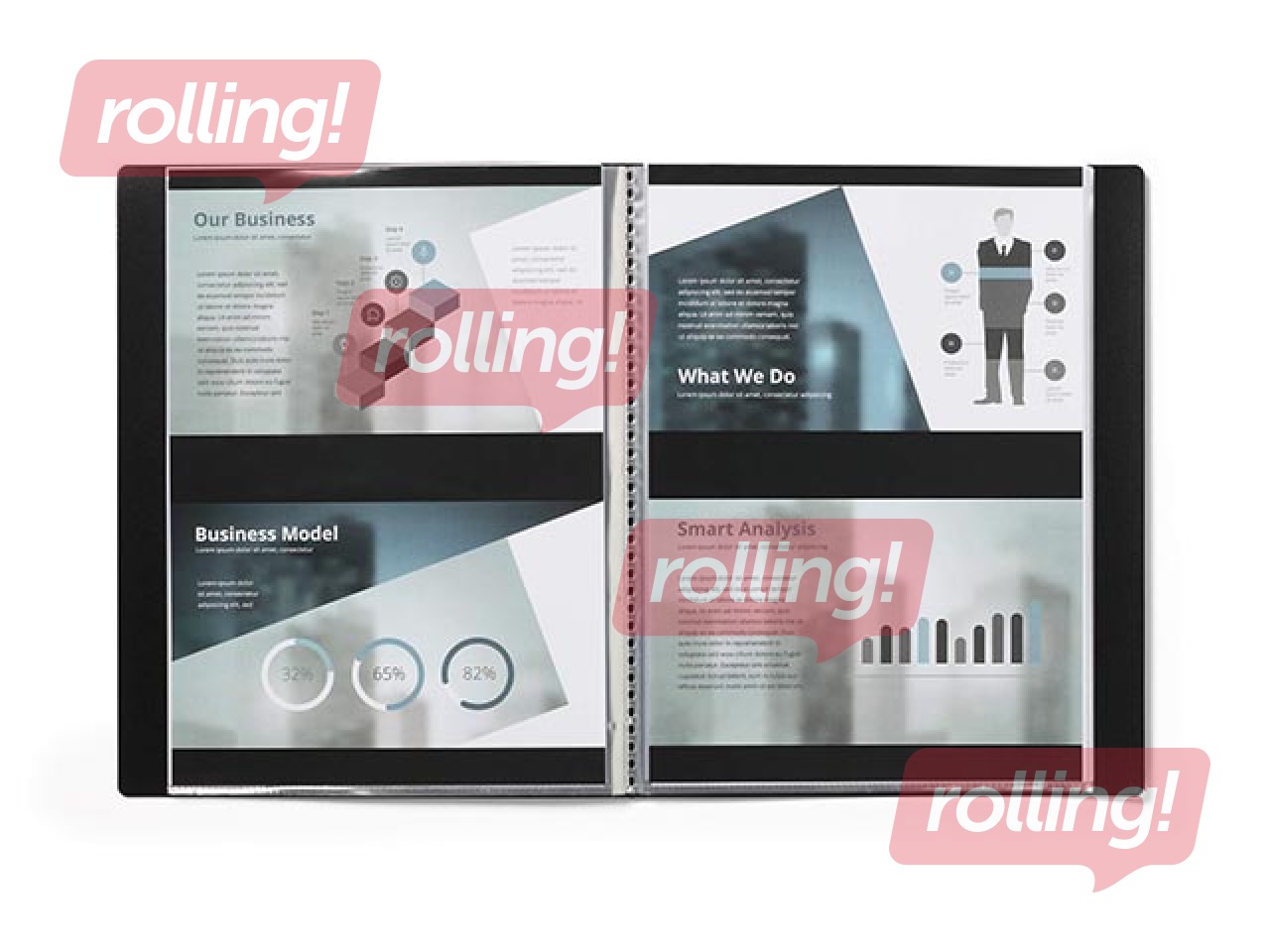 Mape ar 20 kabatiņām Duralook plus, A4, melna