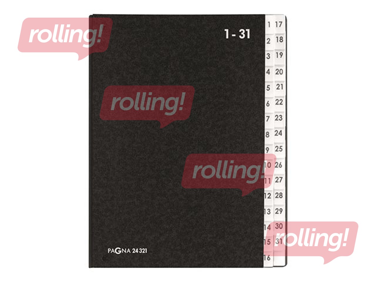 Mape - kartotēka ar nodalījumiem 1-31 Pagna,  A4, melna