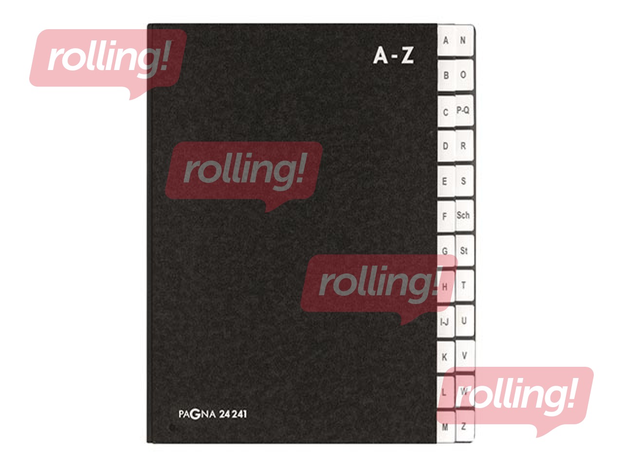 Mape - kartotēka ar nodalījumiem Pagna, A-Z, A4, melna